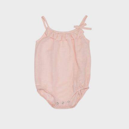 organicera organic baby hemp frilled body suit rose