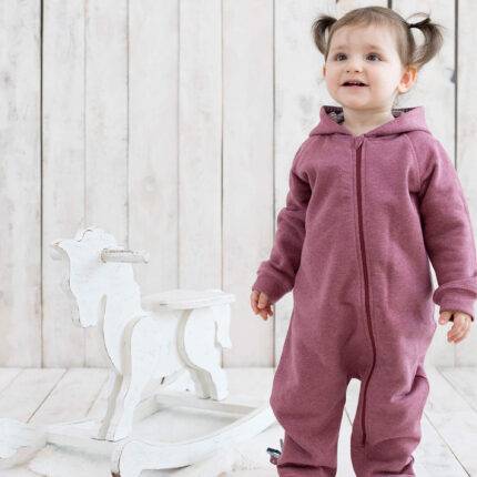 organicera organic baby jumpsuit with zip bordeaux