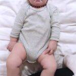 organicera organic baby long sleeve body suit aqua striped
