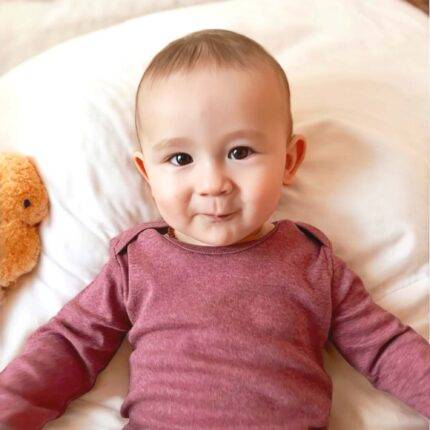 organicera organic baby long sleeve body suit bordeaux