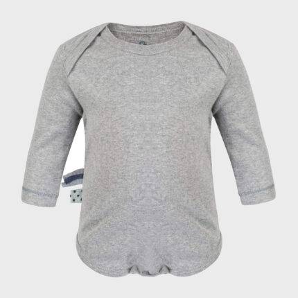 organicera organic baby long sleeve body suit grey