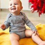 organicera organic baby long sleeve body suit indigo striped