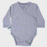 OrganicEra Organic Baby L/S Kimono Body, Indigo Striped - Image 5