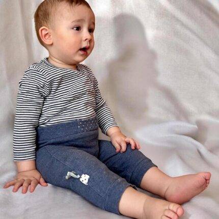 organicera organic baby long sleeve kimono body indigo striped