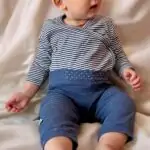 OrganicEra Organic Baby L/S Kimono Body, Indigo Striped - Image 4