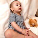 organicera organic baby short sleeve kimono body ındigo striped