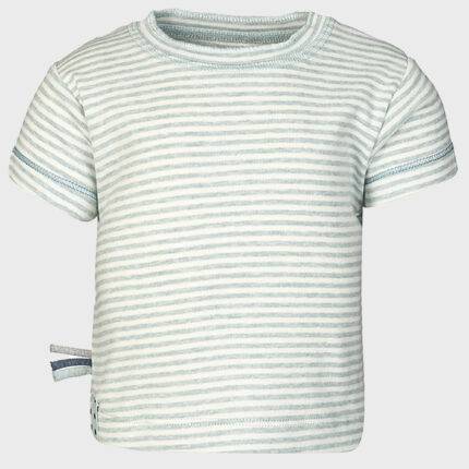 organicera organic baby short sleeve tshirt aqua striped