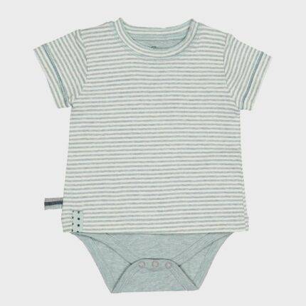 organicera organic baby short sleeve tshirt body aqua striped