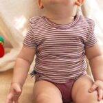 organicera organic baby short sleeve tshirt body bordeaux striped