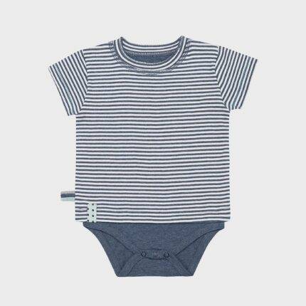 organicera organic baby short sleeve tshirt body ındıgo striped