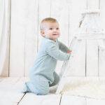 OrganicEra Organic Baby Footed Sleepsuit, Aqua - Image 2