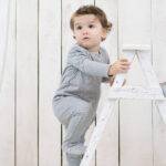 OrganicEra Organic Baby Footed Sleepsuit, Grey - Image 2
