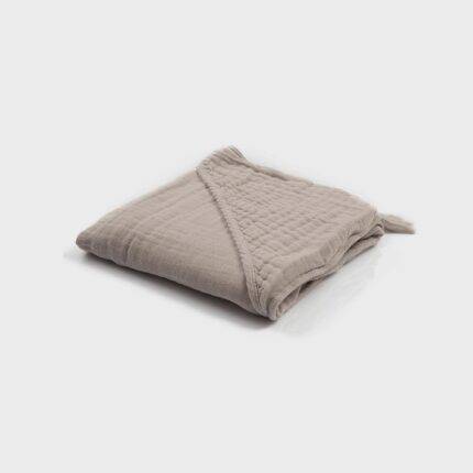 organicera organic muslin baby hooded towel grey