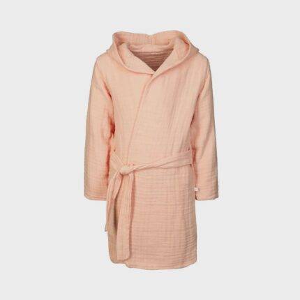 organicera organic muslin kids bathrobe 5-6 years salmon