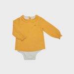 organicera organic muslin peter pan collar body suit blouse mustard
