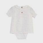 OrganicEra Organic Muslin PeterPan Collar Shirt Body,  White & Glitter - Image 2