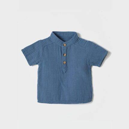 organicera organic muslin shirt ındıgo