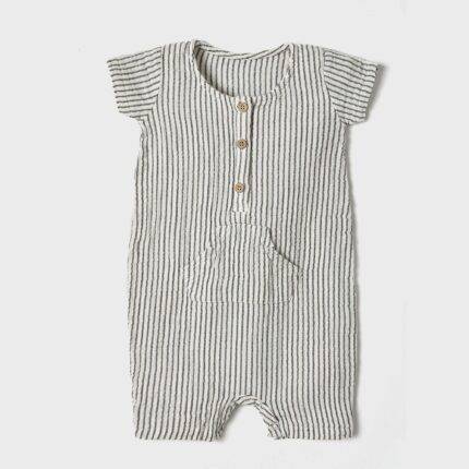 organicera organic muslin short sleeve romper grey