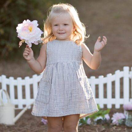 organicera organic muslin sleeveless dress with pocket grey