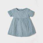 OrganicEra Organic Muslin Short Sleeve Dress with Glitter, Aqua - Image 3