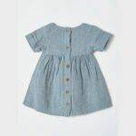 OrganicEra Organic Muslin Short Sleeve Dress with Glitter, Aqua - Image 4