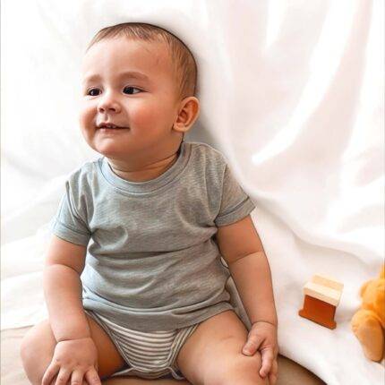 organicera organic baby short sleeve tshirt body aqua