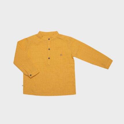 organicera organic muslin baby shirt mustard