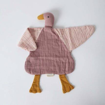 organicera organic muslin duck toy dusty rose