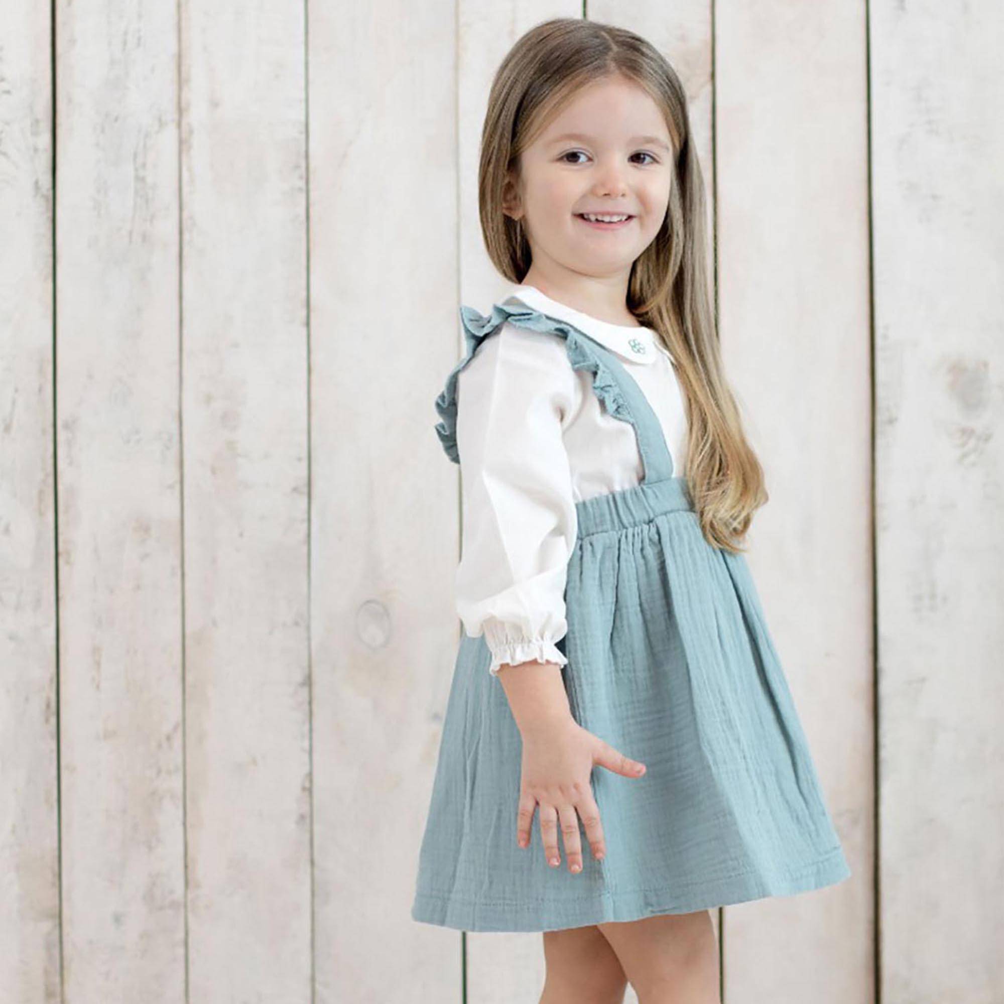 organicera organic frill dress muslin aqua
