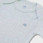 OrganicEra Organic Newborn Baby Long Sleeve Bodysuit, 2 pcs Set, Aqua Melange - Image 3