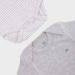 OrganicEra Organic Newborn Baby Long Sleeve Bodysuit, 2 pcs Set, Grey Melange - Image 3