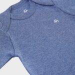 OrganicEra Organic Newborn Baby Long Sleeve Bodysuit, 2 pcs Set, Indigo Melange - Image 2