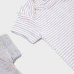 OrganicEra Organic Newborn Baby Short Sleeve Bodysuit, 2 pcs Set, Grey Melange - Image 2