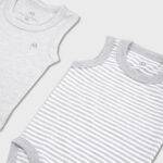 OrganicEra Organic Newborn Baby Sleeveless Bodysuit, 2 pcs Set, Grey Melange - Image 2