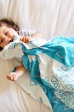 OrganicEra Organic Tricot Knit Baby Blanket, Lama (110X140 cm), Turquoise - Image 2