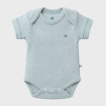 OrganicEra Organic Newborn Baby Short Sleeve Bodysuit, 2 pcs Set, Aqua Melange - Image 3