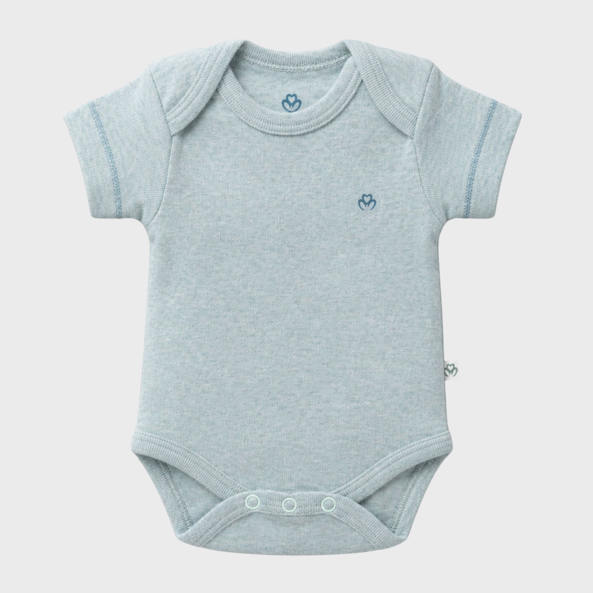 organicera_Short_Sleeve_bodysuit_aqua_result OrganicEra Organic Newborn Baby Short Sleeve Bodysuit, 2 pcs Set, Aqua Melange - Image 3
