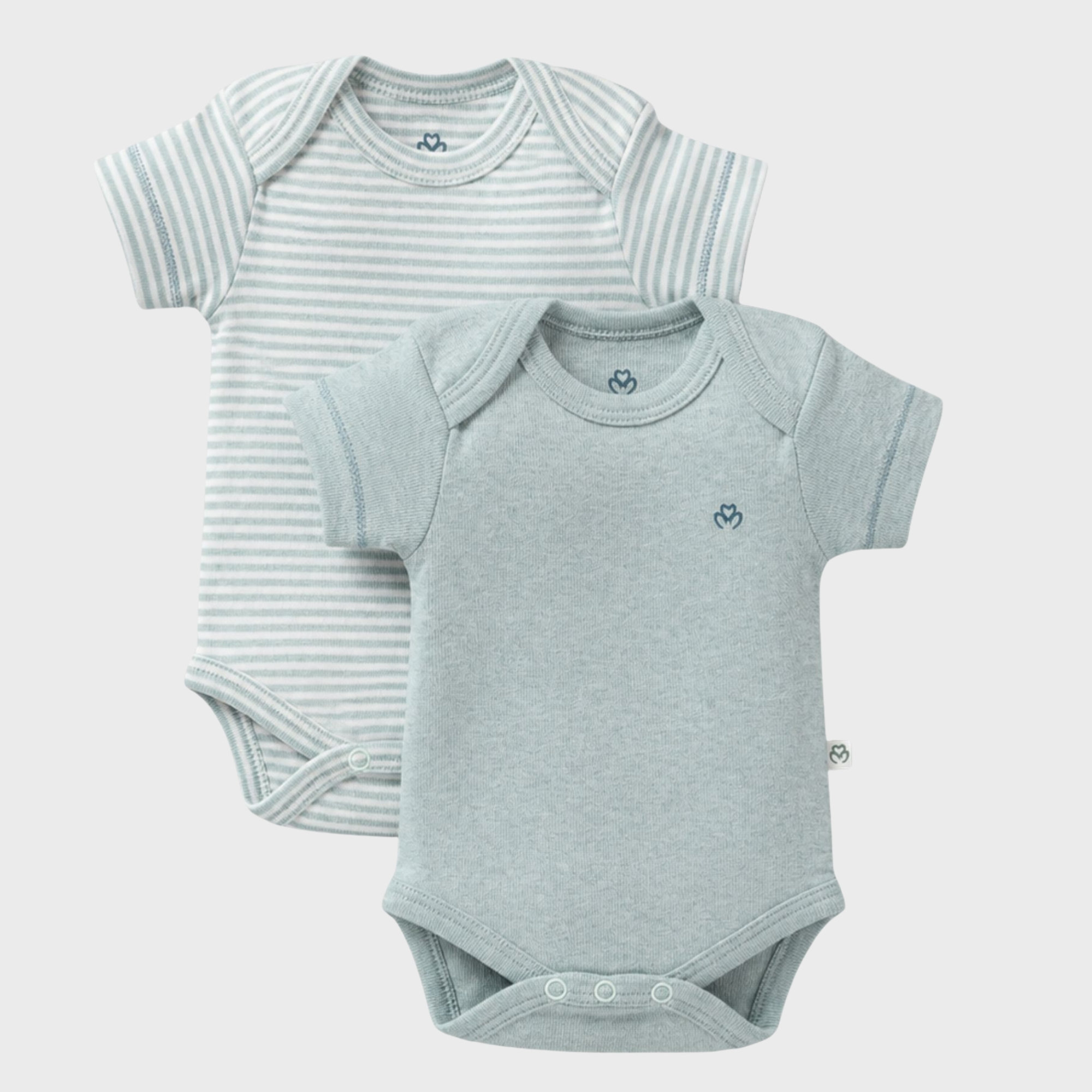 organicera_Short_Sleeve_bodysuit_aqua_set_result OrganicEra Organic Newborn Baby Short Sleeve Bodysuit, 2 pcs Set, Aqua Melange - Image 1