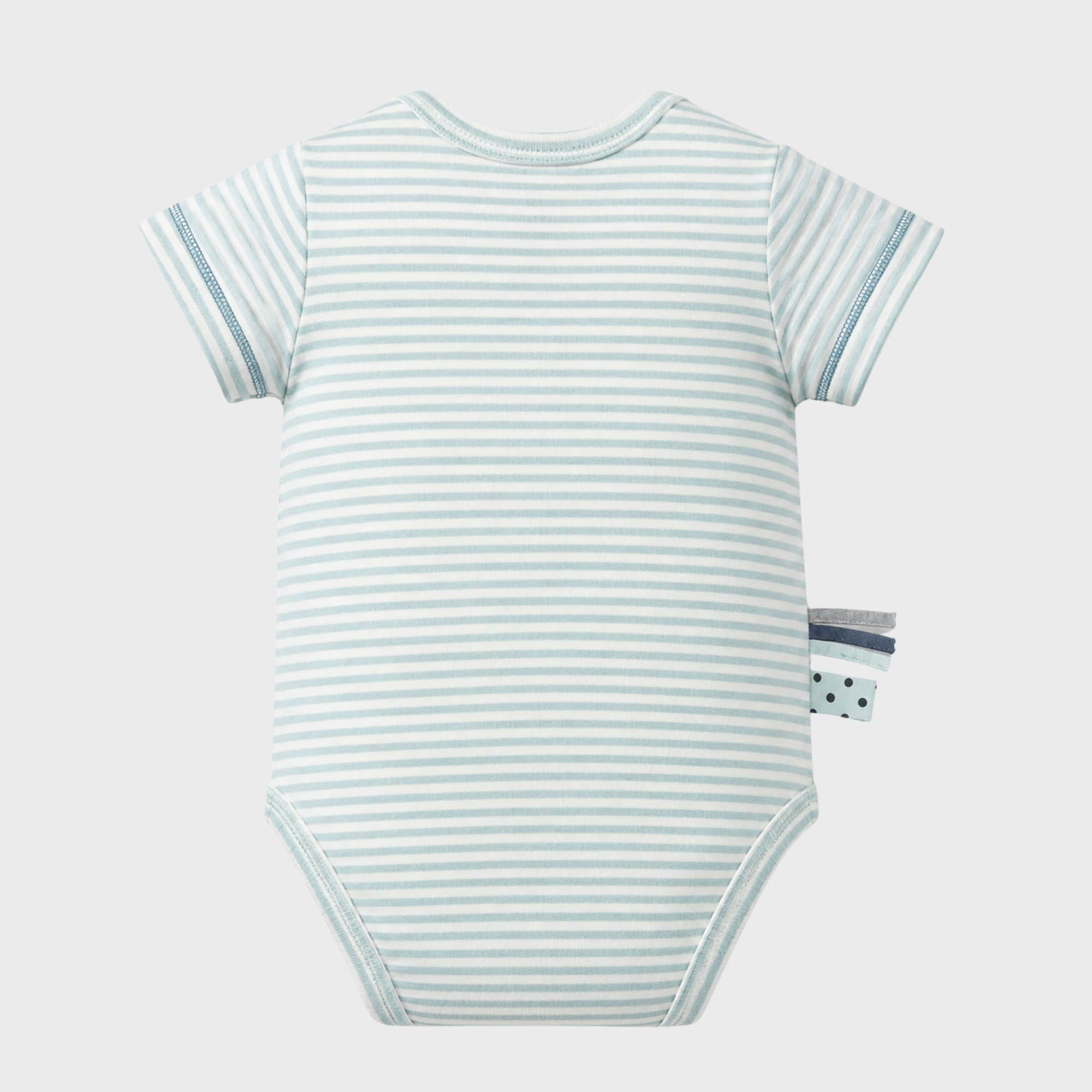 organicera_Short_Sleeve_bodysuit_aqua_striped_back_result OrganicEra Organic Newborn Baby Short Sleeve Bodysuit, 2 pcs Set, Aqua Melange - Image 4
