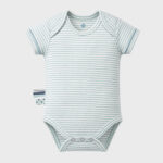 OrganicEra Organic Newborn Baby Short Sleeve Bodysuit, 2 pcs Set, Aqua Melange - Image 2