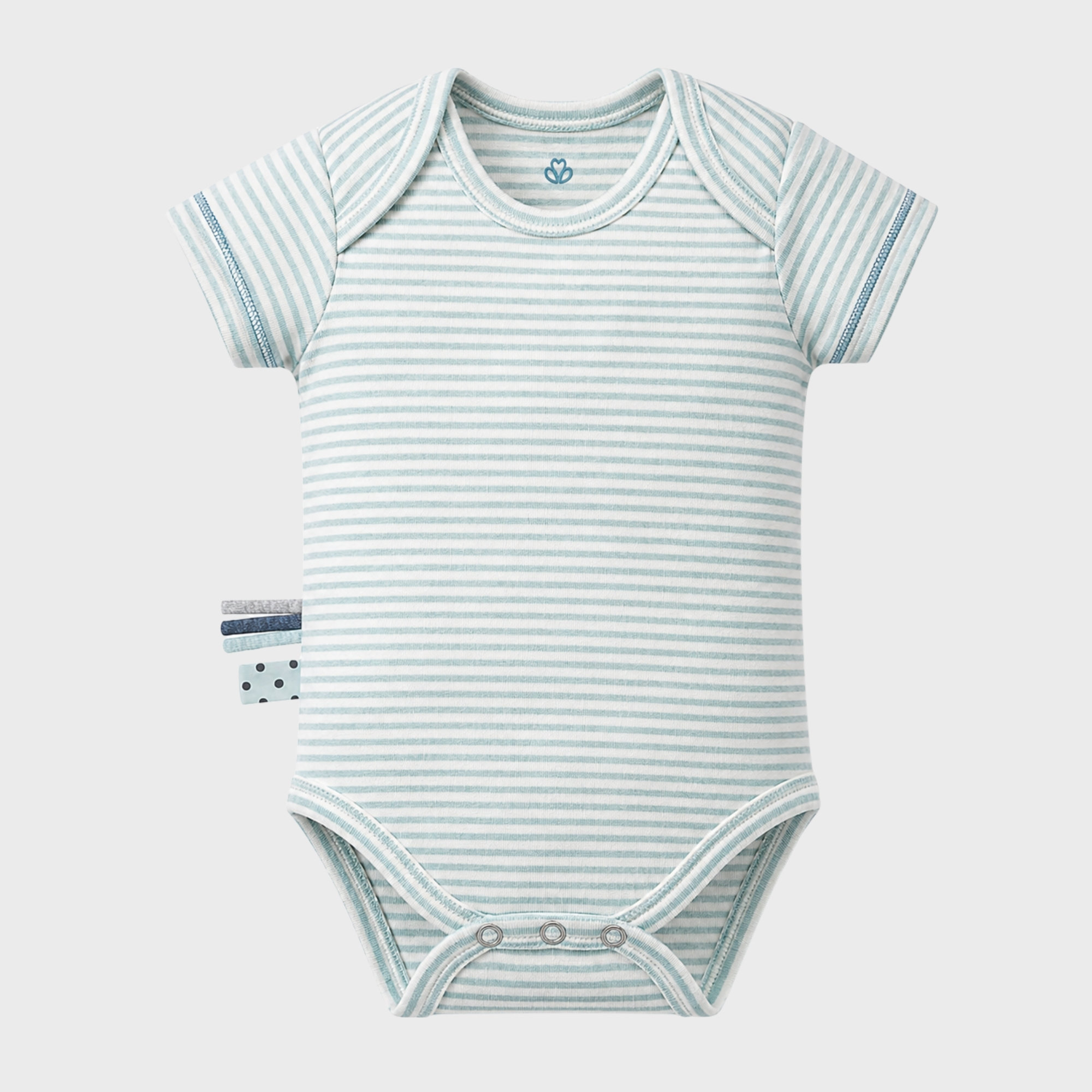 organicera_Short_Sleeve_bodysuit_aqua_striped_result OrganicEra Organic Newborn Baby Short Sleeve Bodysuit, 2 pcs Set, Aqua Melange - Image 2