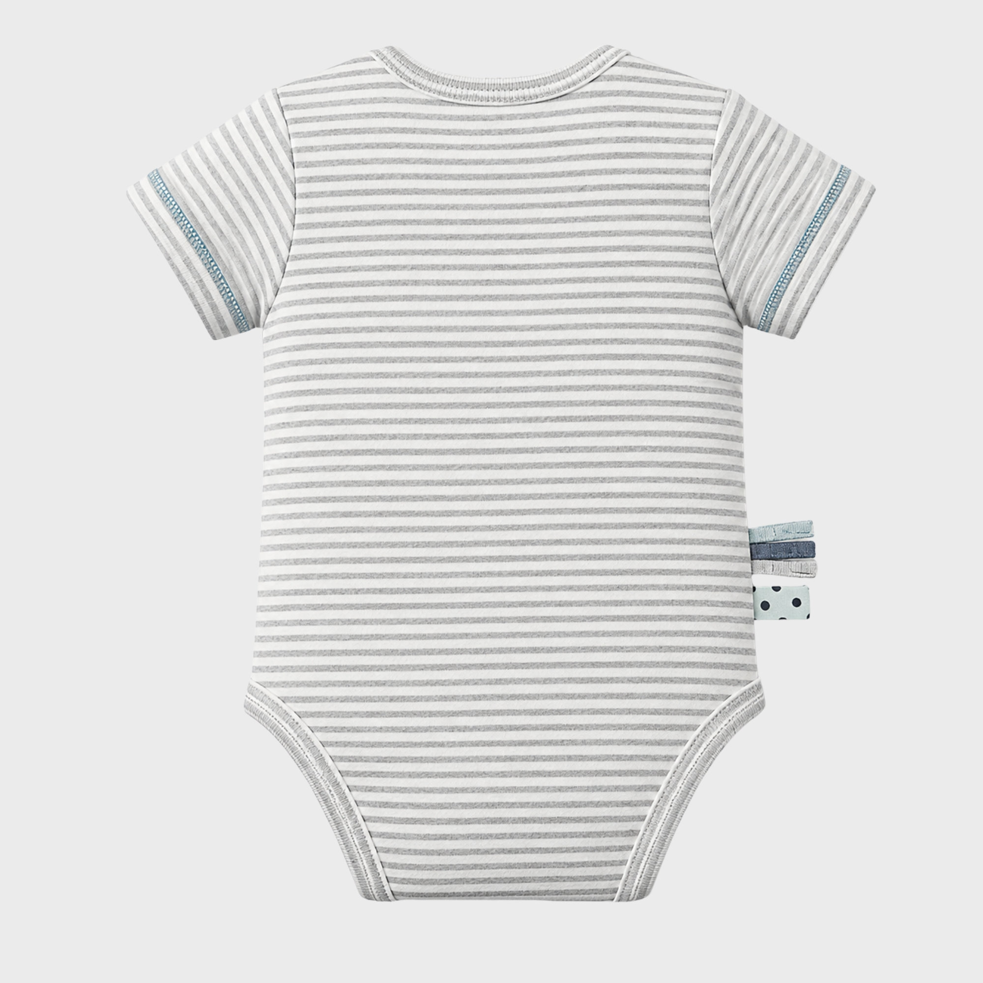 organicera_Short_Sleeve_bodysuit_grey_striped_back_result OrganicEra Organic Newborn Baby Short Sleeve Bodysuit, 2 pcs Set, Grey Melange - Image 5