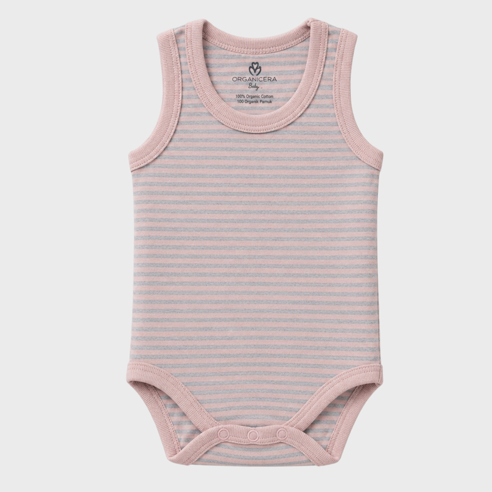 organicera_Sleeveless_bodysuit_rose_striped_result OrganicEra Organic Newborn Baby Sleeveless Bodysuit, 2 pcs Set, Rose Melange - Image 3