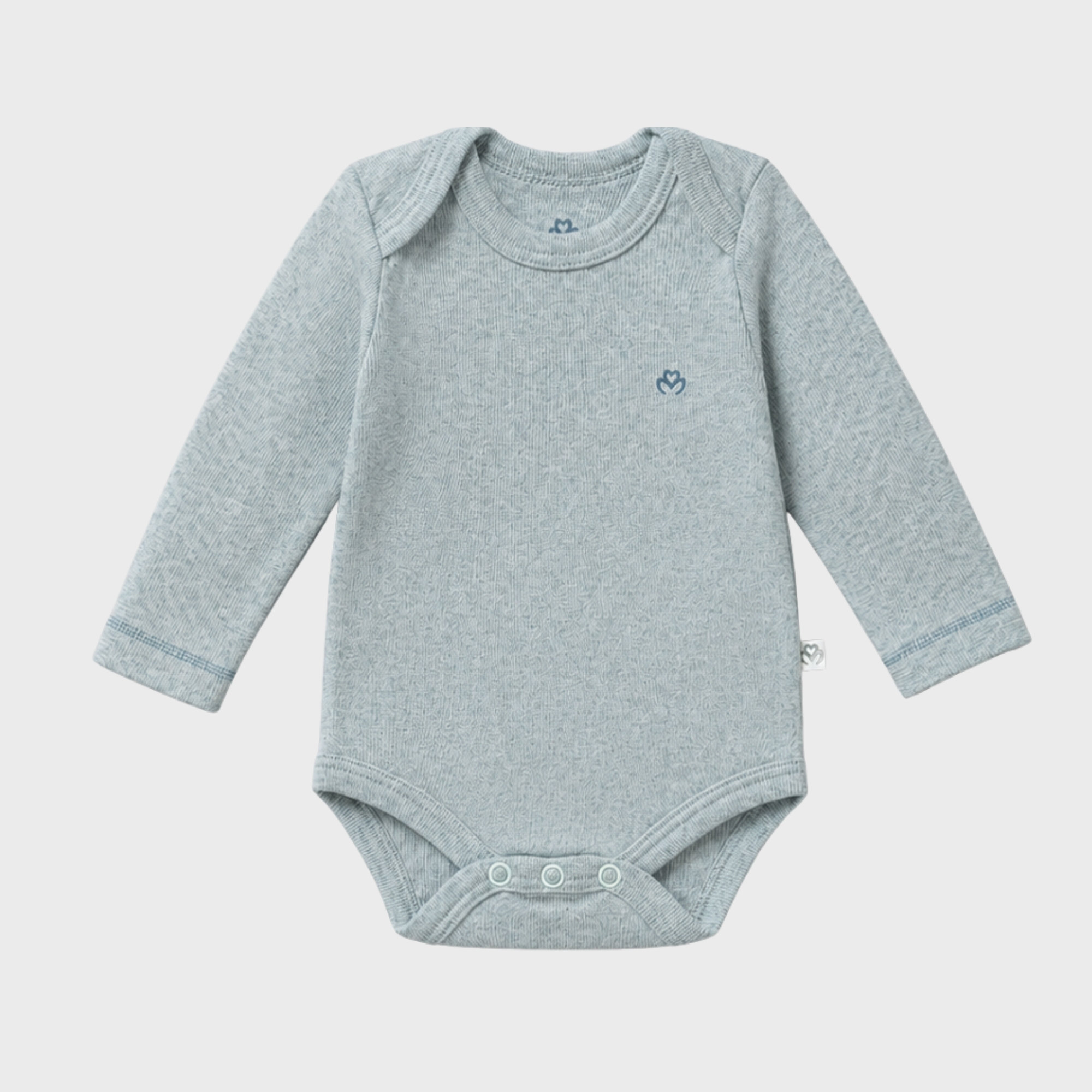 organicera_long_sleeve_bodysuit_aqua OrganicEra Organic Newborn Baby Long Sleeve Bodysuit, 2 pcs Set, Aqua Melange - Image 2