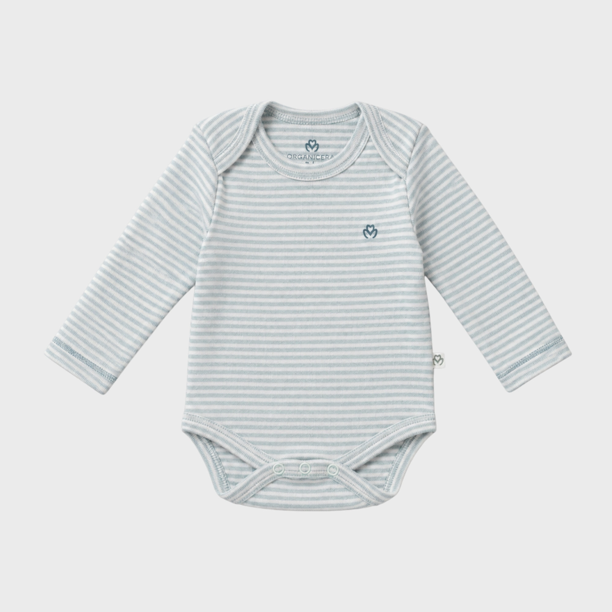 organicera_long_sleeve_bodysuit_aqua_striped_result OrganicEra Organic Newborn Baby Long Sleeve Bodysuit, 2 pcs Set, Aqua Melange - Image 3