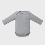 OrganicEra Organic Newborn Baby Long Sleeve Bodysuit, 2 pcs Set, Grey Melange - Image 2