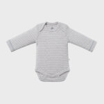 OrganicEra Organic Newborn Baby Long Sleeve Bodysuit, 2 pcs Set, Grey Melange - Image 3