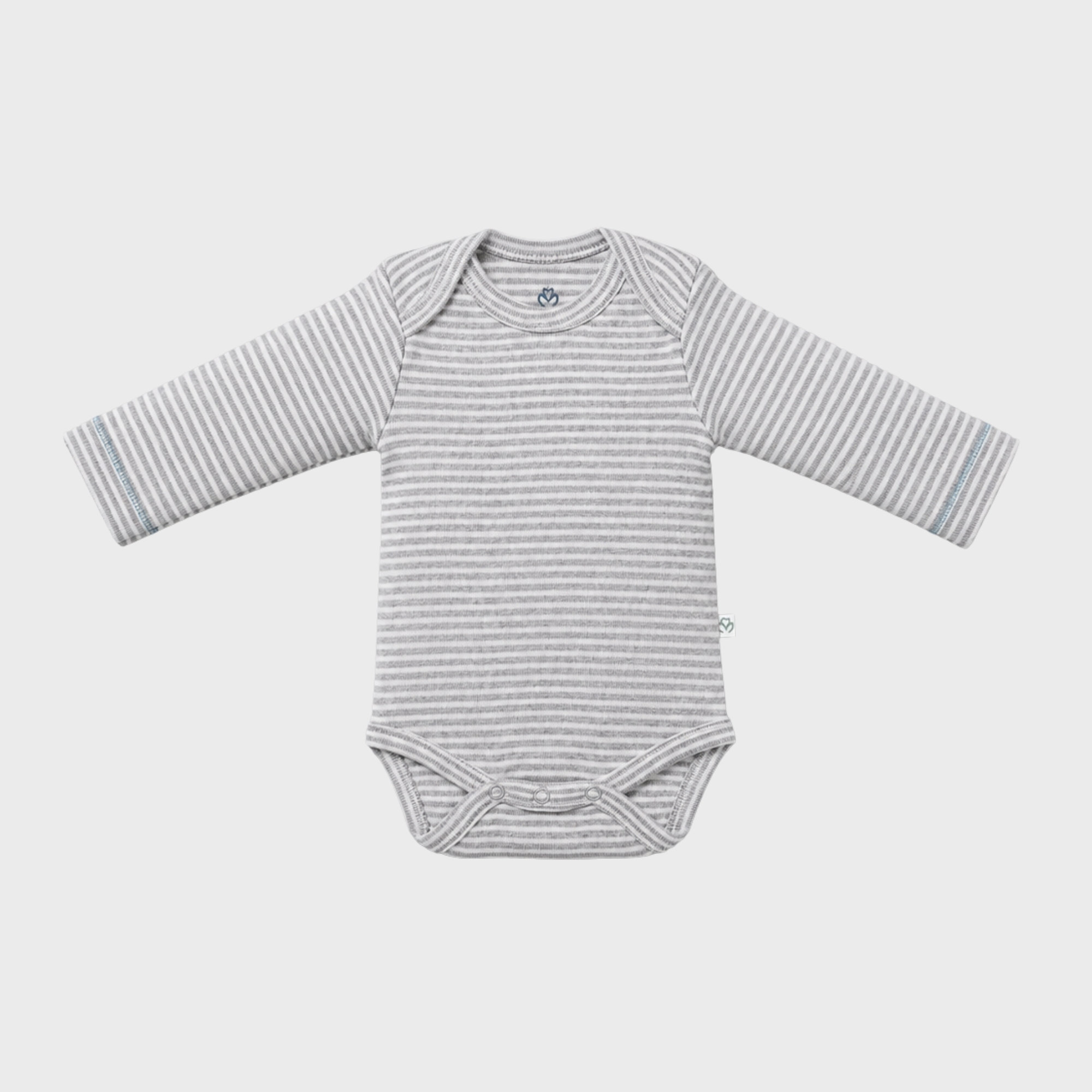 organicera_long_sleeve_bodysuit_grey_striped_result OrganicEra Organic Newborn Baby Long Sleeve Bodysuit, 2 pcs Set, Grey Melange - Image 3