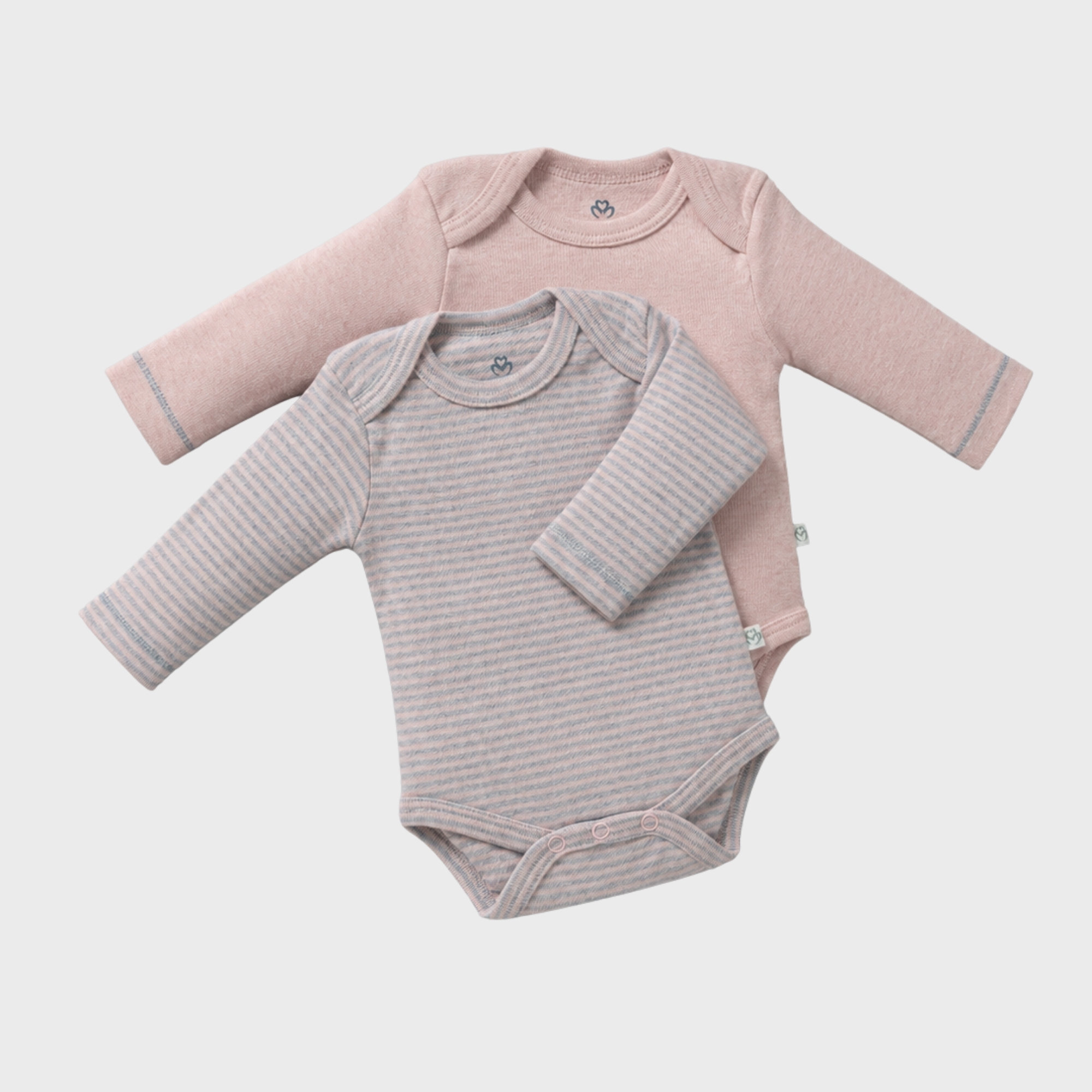 organicera_long_sleeve_bodysuit_rose_set_result OrganicEra Organic Newborn Baby Long Sleeve Bodysuit, 2 pcs Set, Rose Melange - Image 1