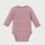OrganicEra Organic Long Sleeve Newborn Kimono Baby Body, Striped, Bordeaux Melange - Image 2